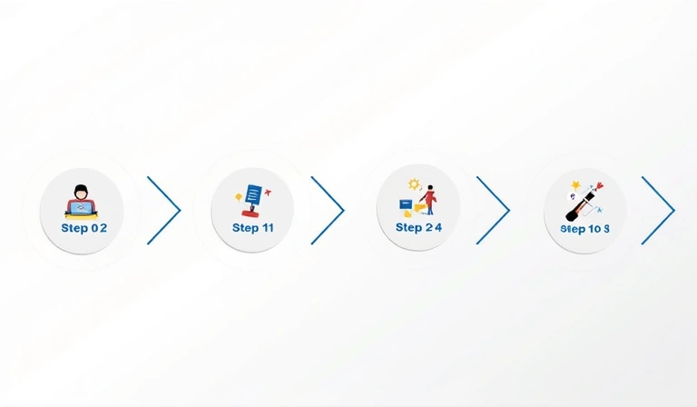 Infografica stilizzata che mostra quattro fasi sequenziali di un percorso nutrizionale