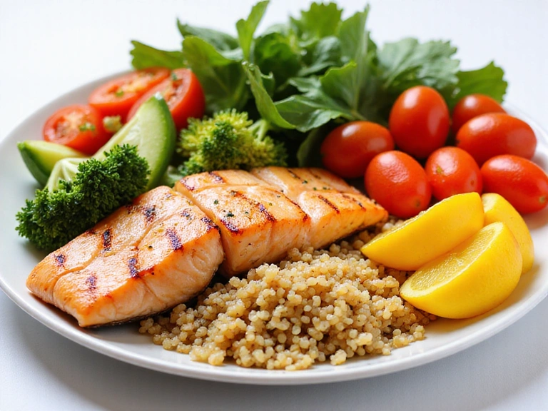 Esempio di un pasto sano e colorato su un piatto