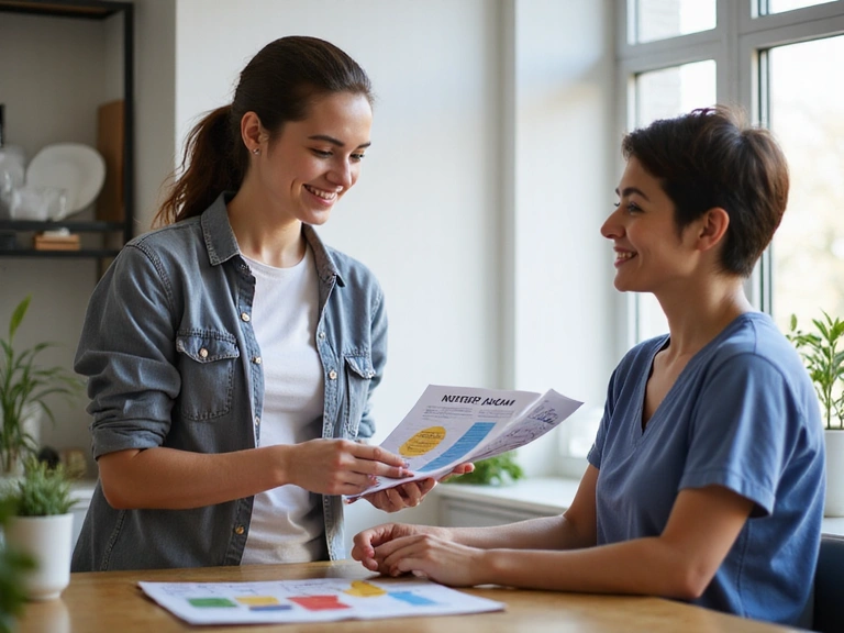 Nutrizionista che spiega un piano alimentare a un paziente